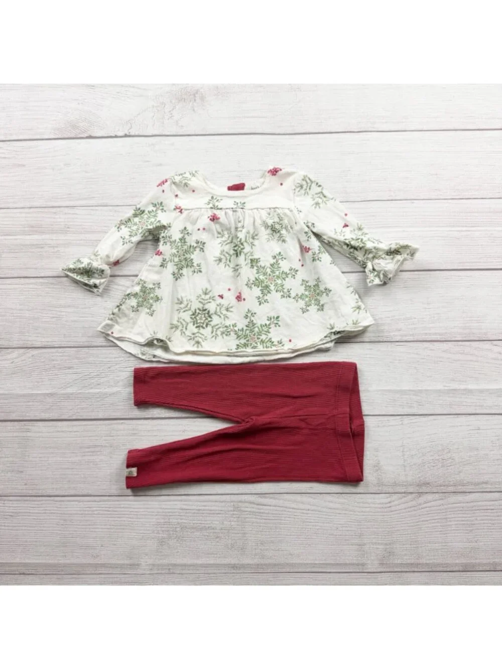 Burts Bees Baby Girls Organic Cotton Floral Tunic Leggings Set 3-6 Months